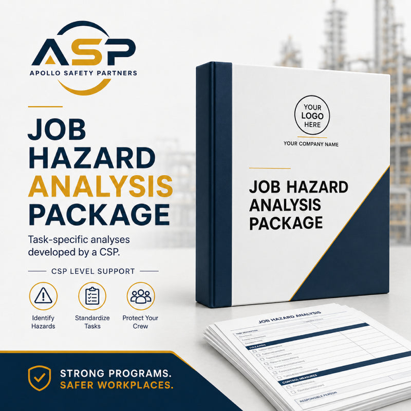 Customized Job Hazard Analysis package developed by a Certified Safety Professional.