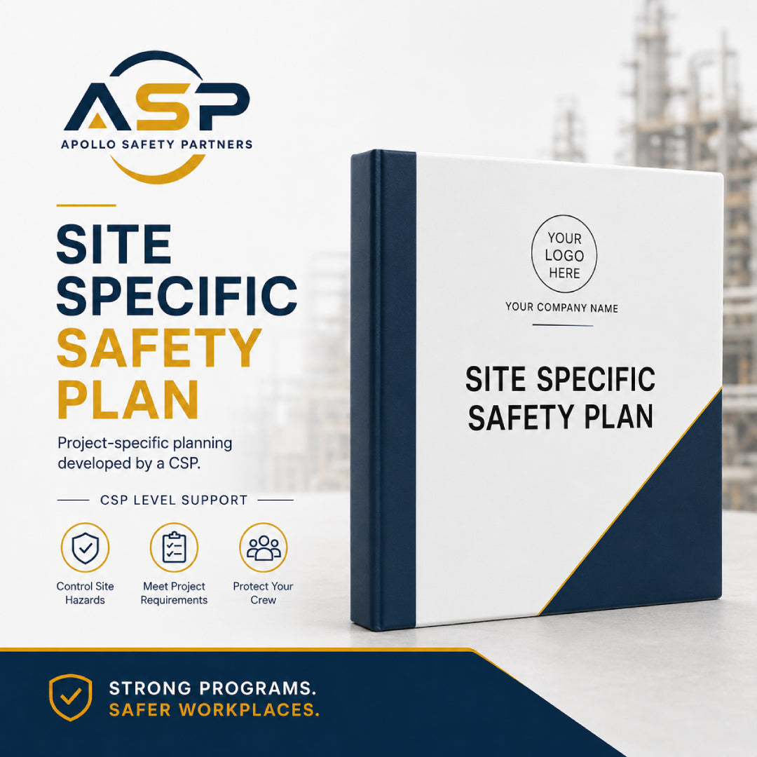 Customized site specific safety plan prepared by a Certified Safety Professional.