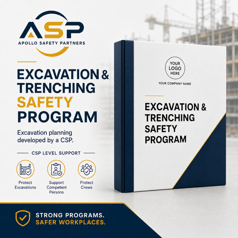 Custom excavation and trenching safety program prepared by a Certified Safety Professional.