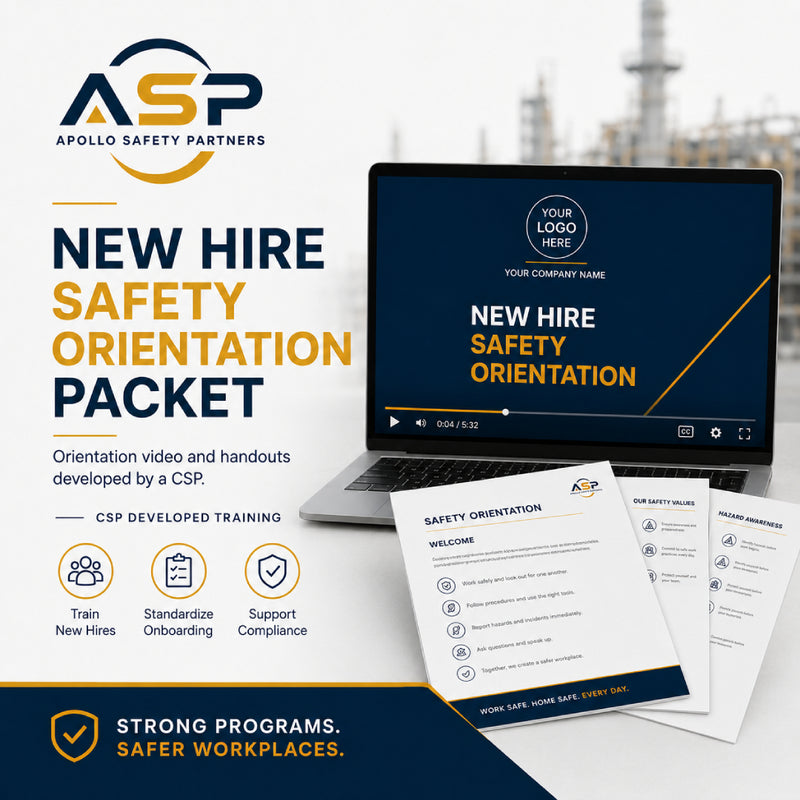 Customized new hire safety orientation packet prepared by a Certified Safety Professional.